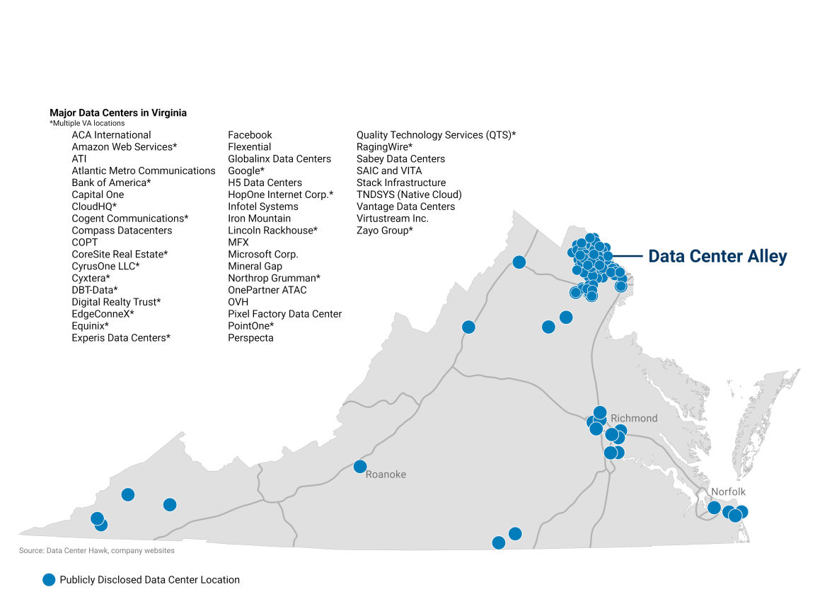 Plotted map data center alley