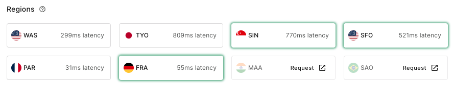 Select your regions