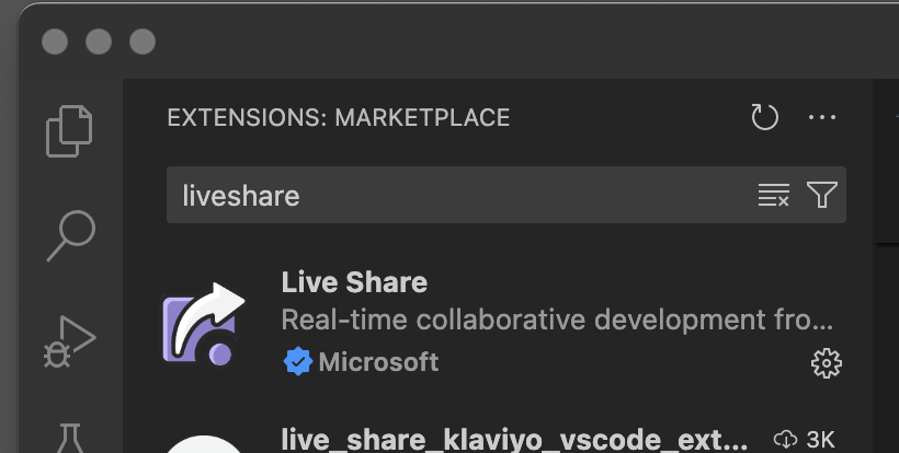 Install live share extension