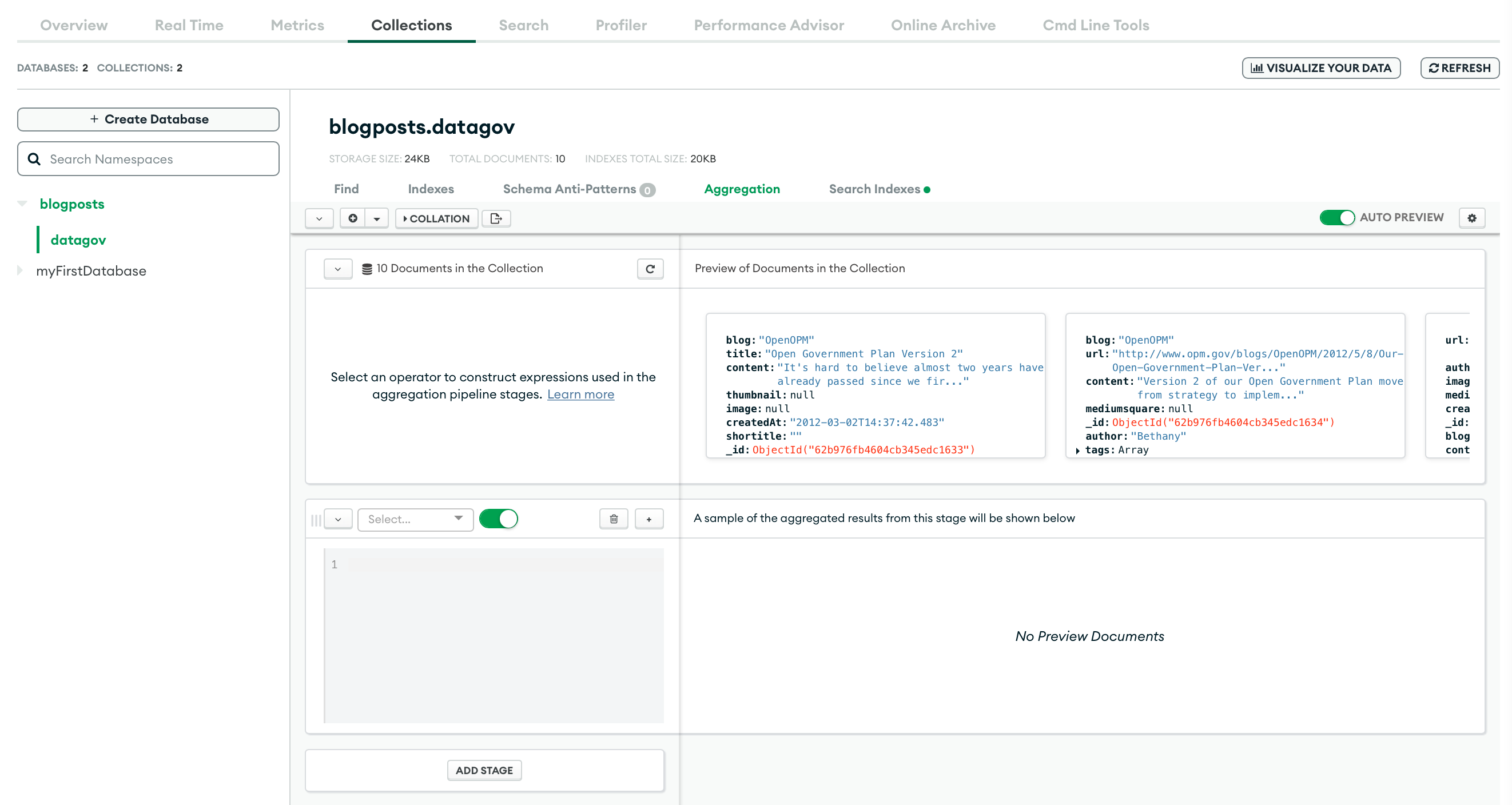 MongoDB Dashboard