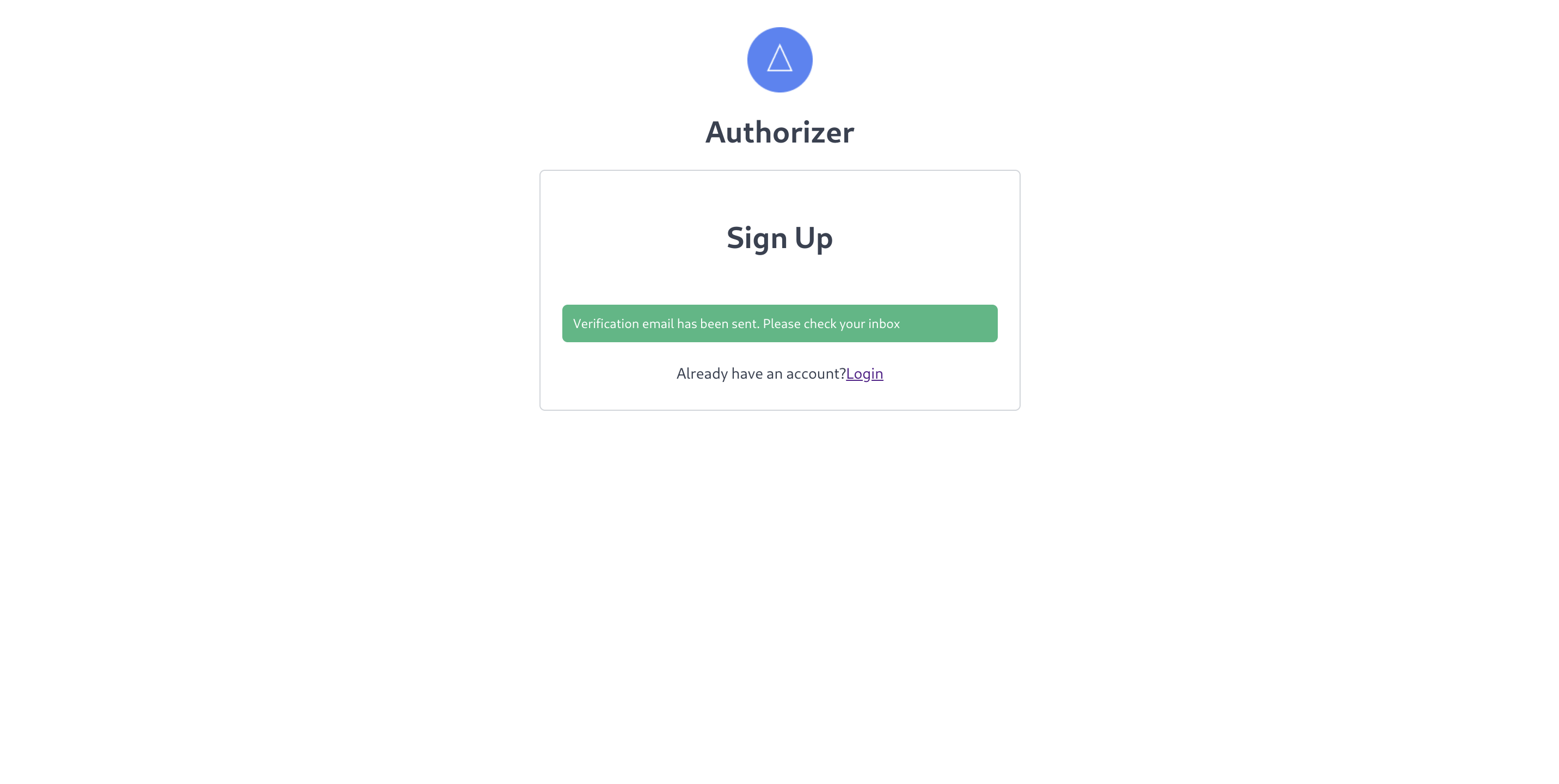 Authorizer verification sent