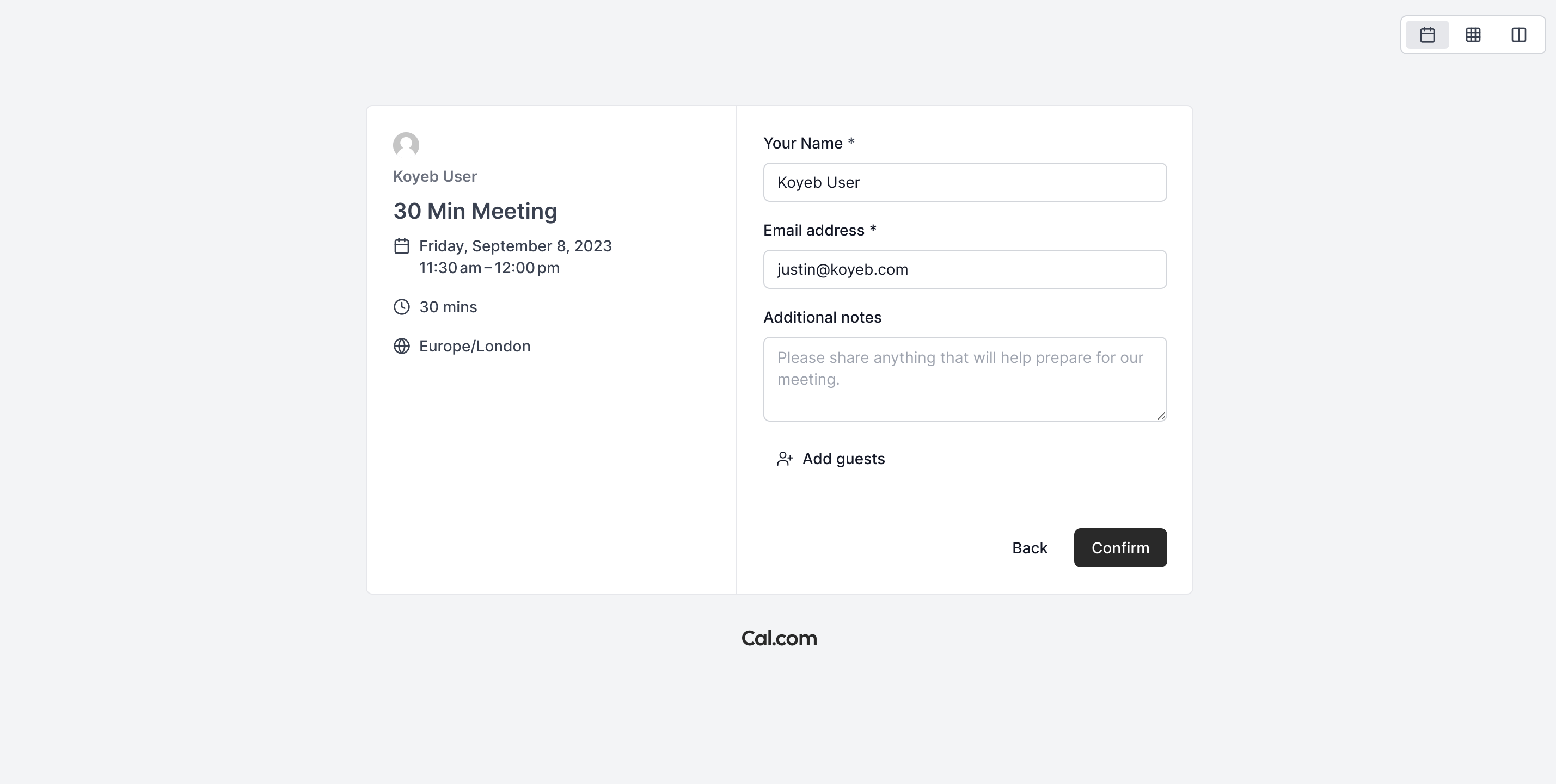 Cal.com schedule meeting