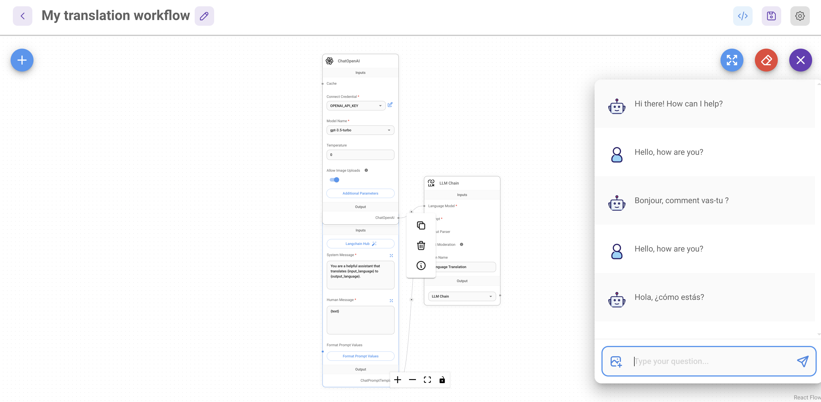 Flowise testing Spanish prompt