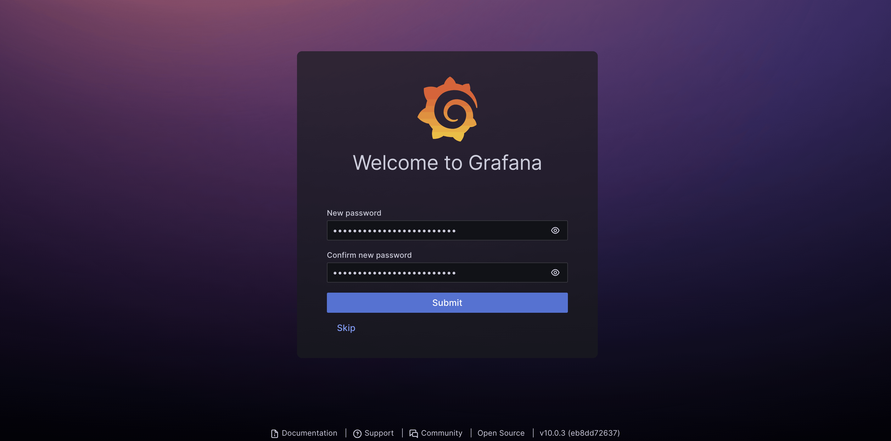 Grafana change admin password