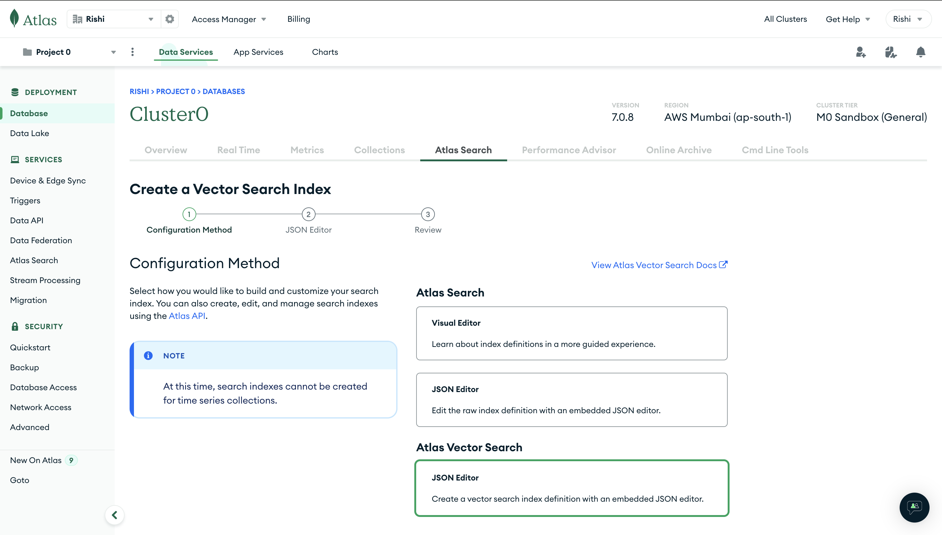 Select JSON for Atlas vector search