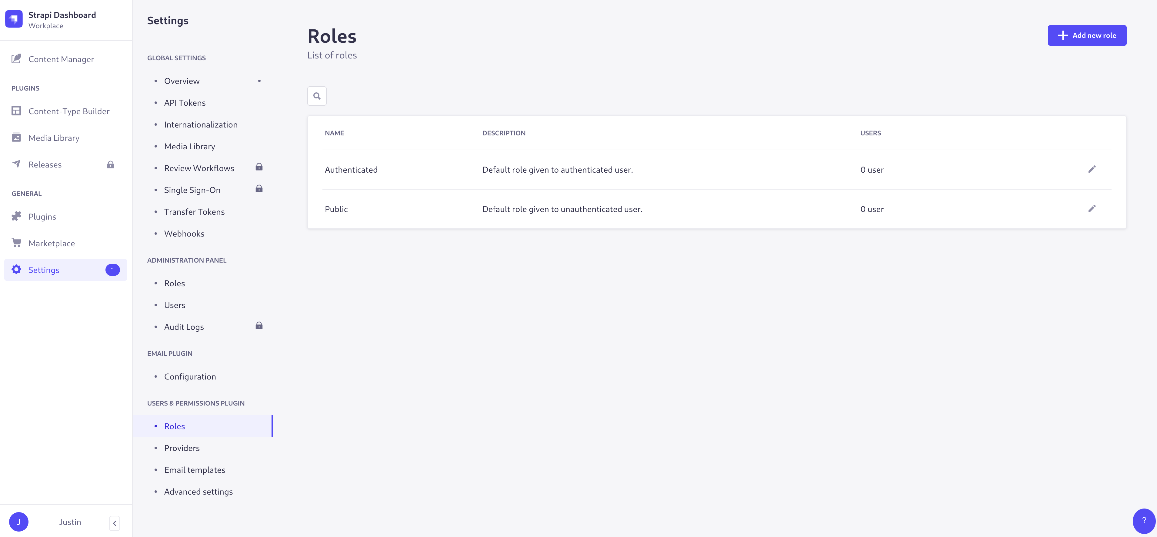 Configure roles